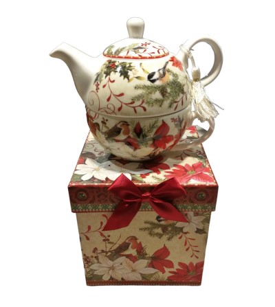 Tea for one di Natale uccelli in porcellana
